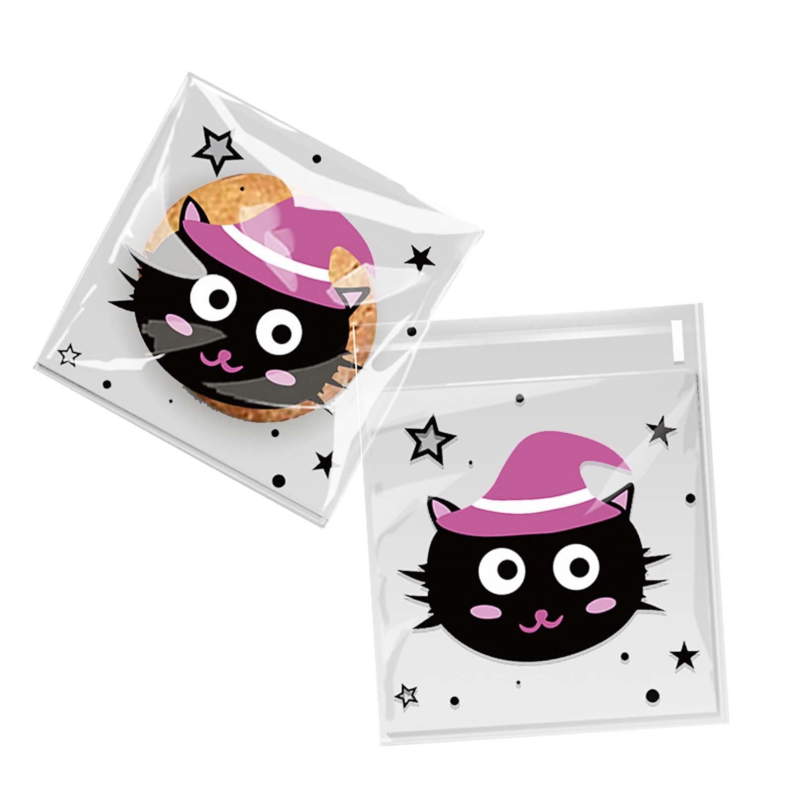 Bzdzmqm 100pc Halloween Cookies Nougat Snowflake Crisp Fruit Bag Ghost Party Gift Ziplock Bag Goodie Bag Deals of the Day Clearance Prime. B