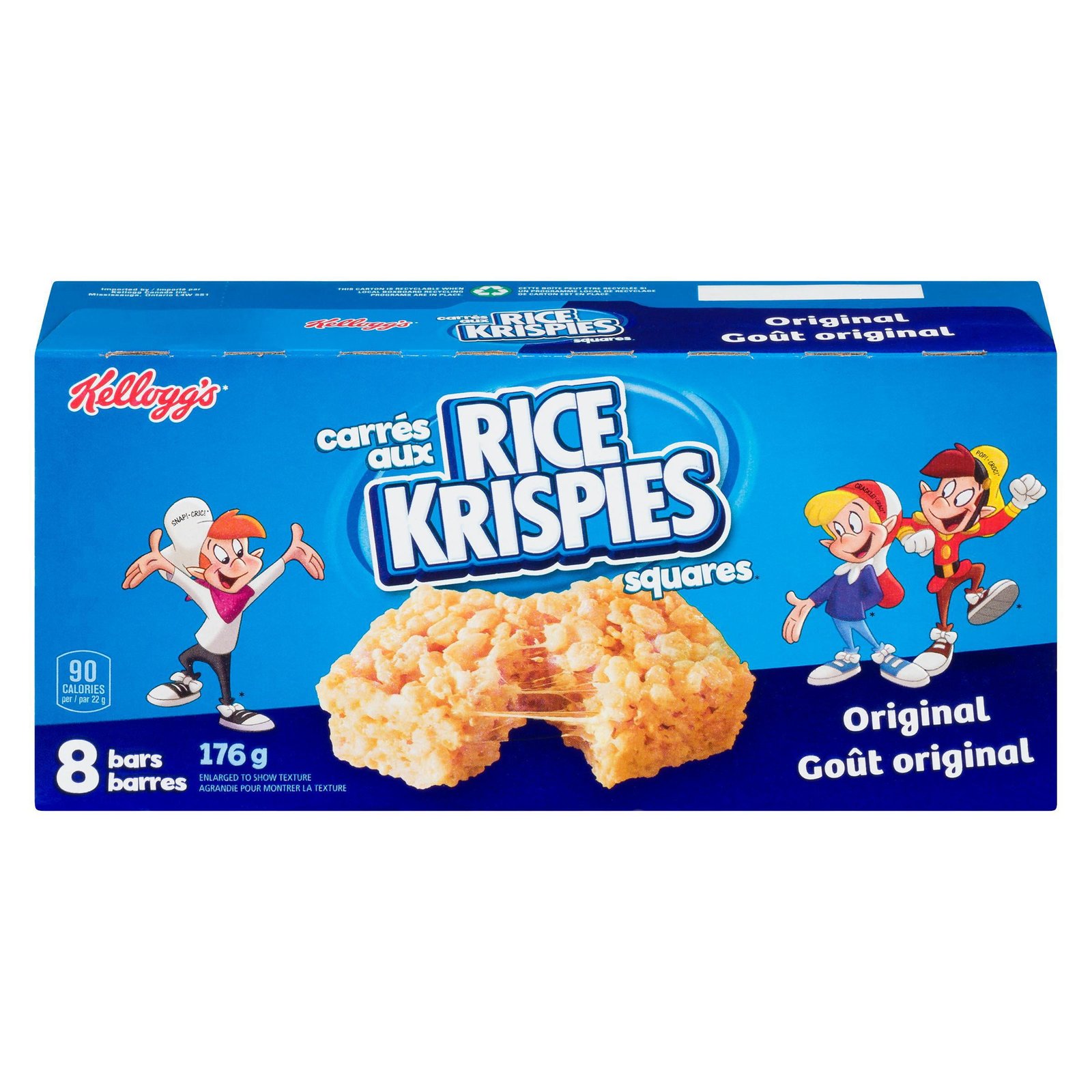 Kellogg's Rice Krisipes Squares Bars 176g - Original. 8 Cereal Bars. 176g. 8 bars