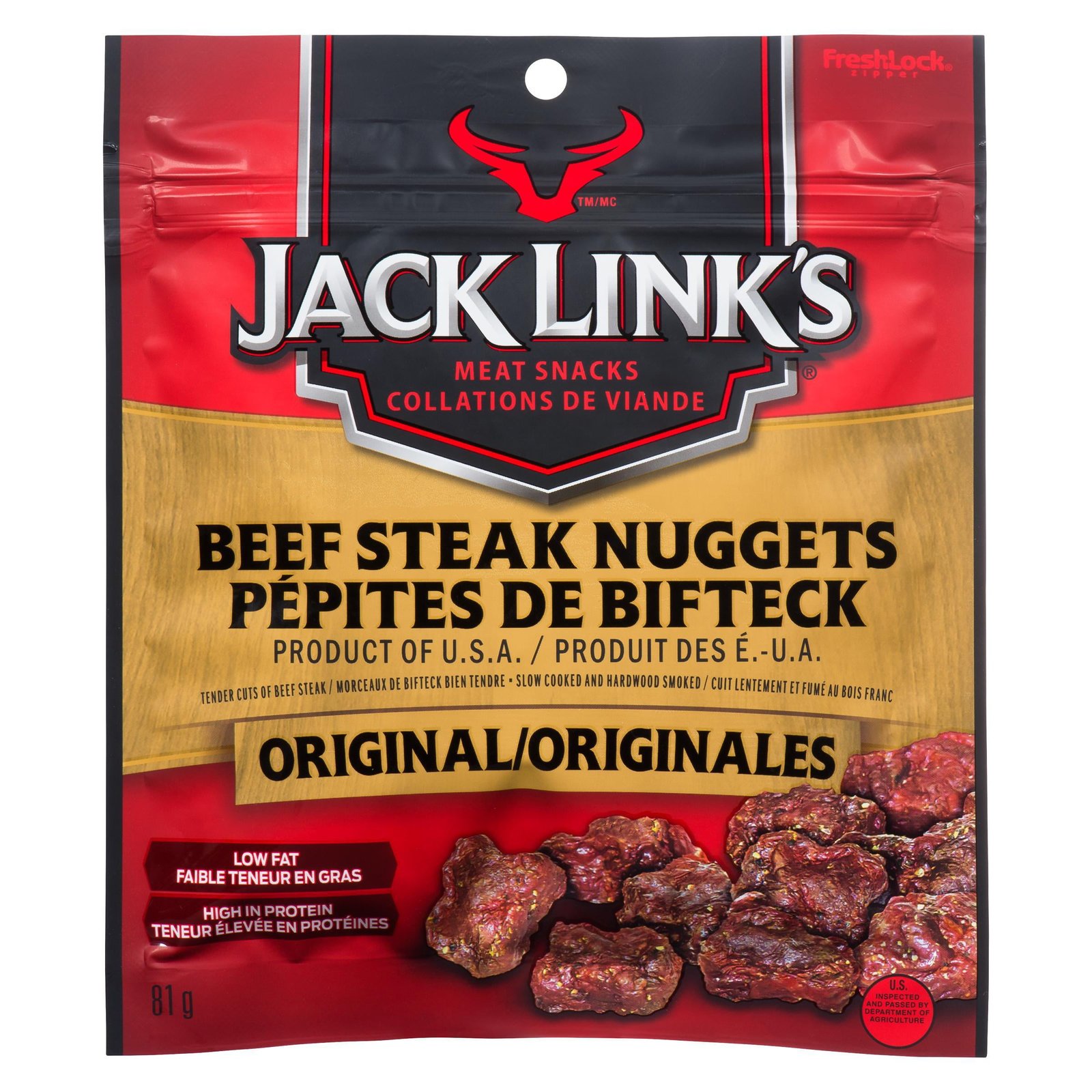 JACK LINK'S ORIGINAL BEEF STEAK NUGGETS 81G. JL ORIGINAL NUGGETS 81G