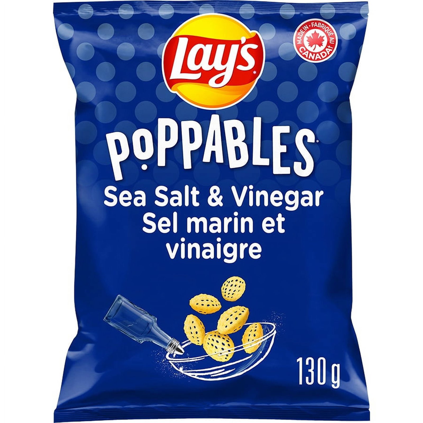 Lay's Poppables Sea Salt & Vinegar flavoured potato snacks. 130g