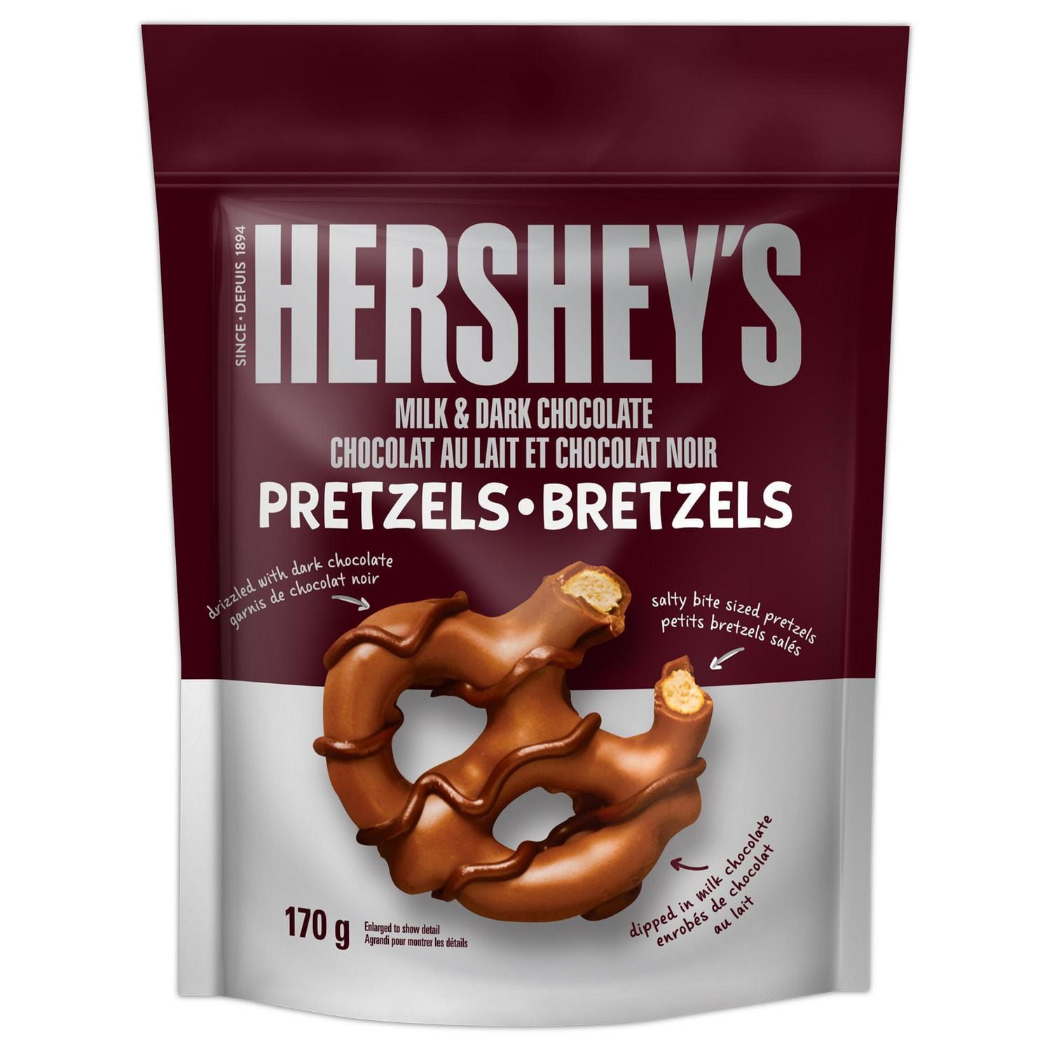 HERSHEY'S Milk & Dark Chocolate Pretzels. 170g